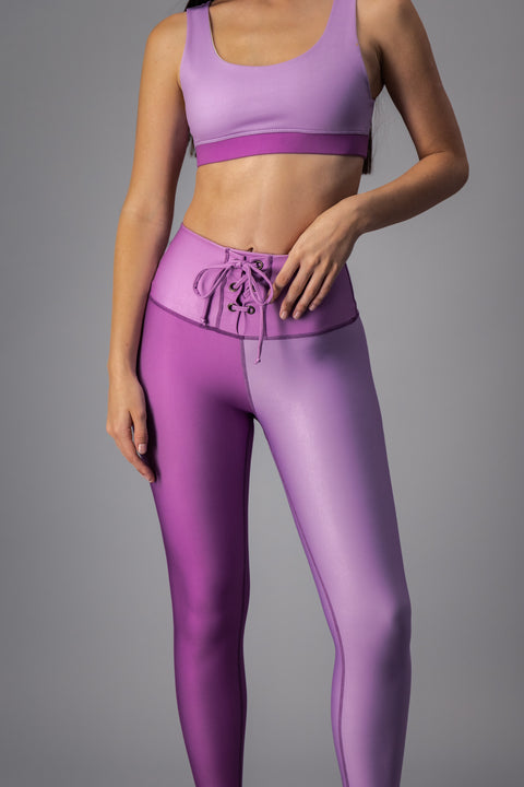 High Waist Iconic Tricolor Purple - leggings deportivos
