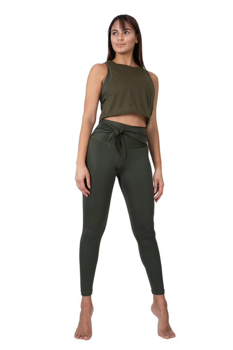 High Waist Iconic One Knot Military Green - leggings deportivos