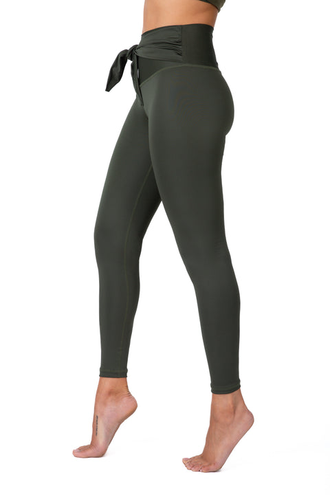 High Waist Iconic One Knot Military Green - leggings deportivos